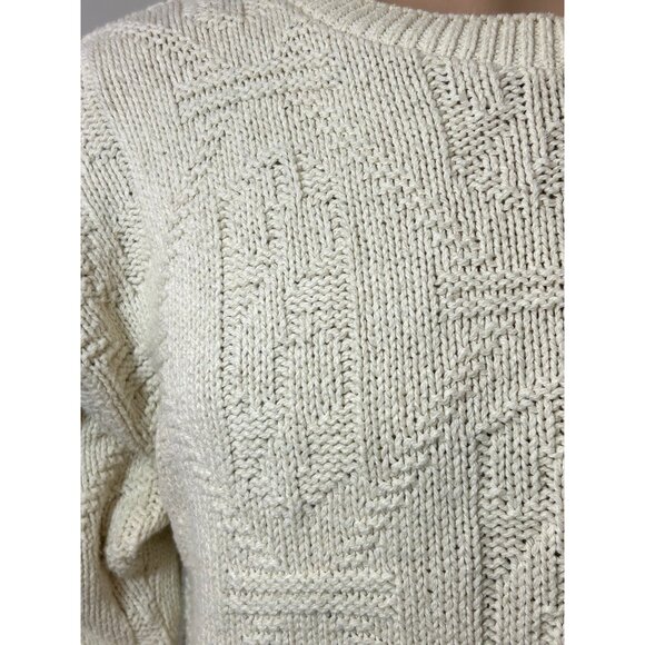 Body Equip Men’s Sweater Vtg M Cream Textured Geometric Pattern Pullover USA - Picture 10 of 16